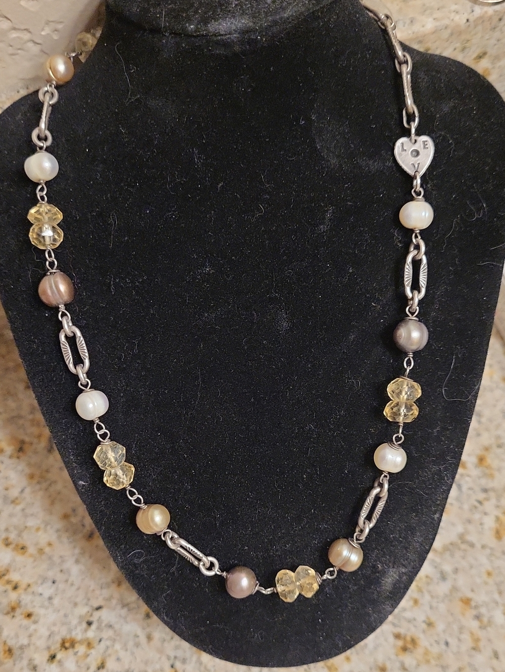 ALANA LOVE 925 SILVER Baroque Pearls/ Crystals  Necklace 29.3 Grams